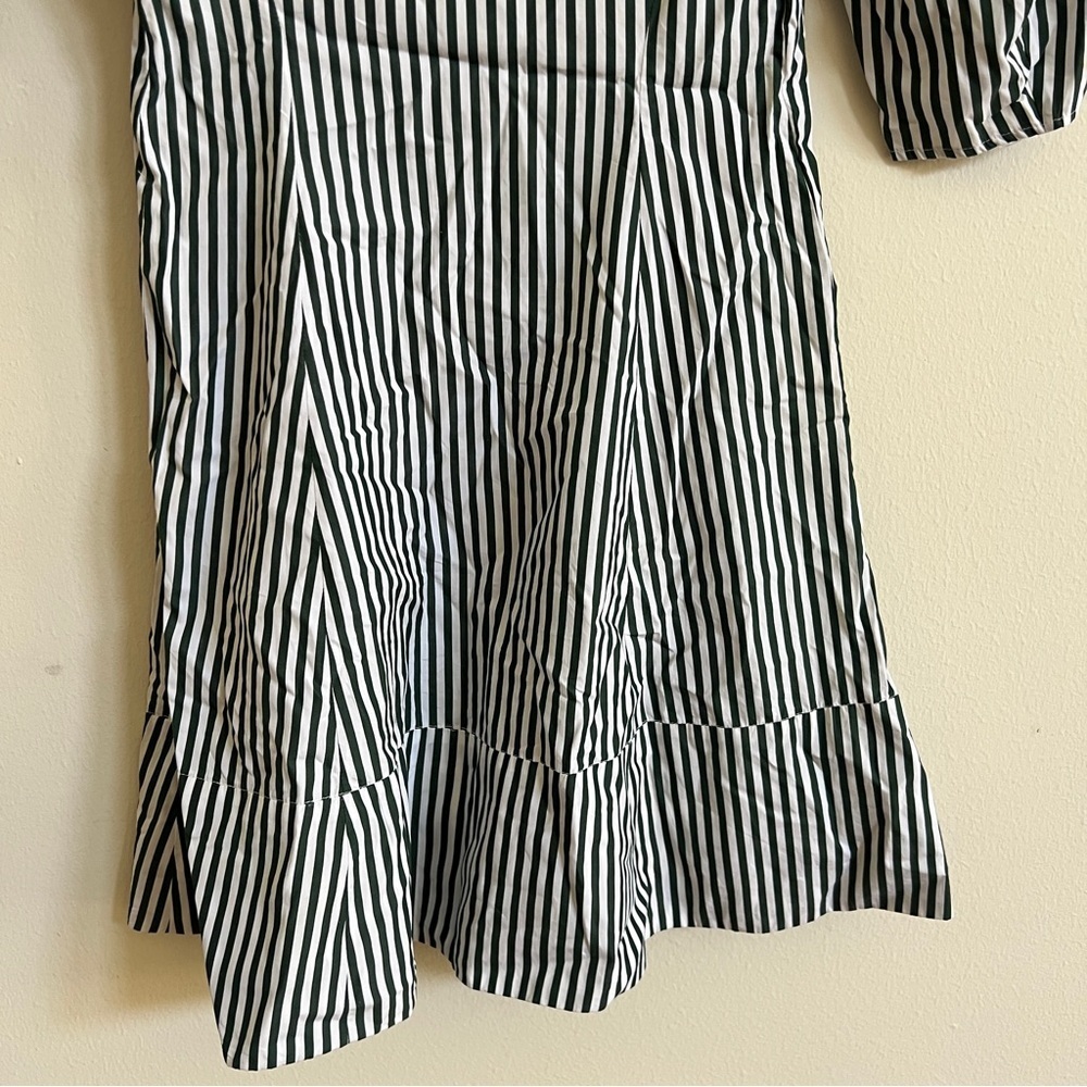 Khaite Green and White Striped Cotton Poplin Dress - Picture 3 of 6